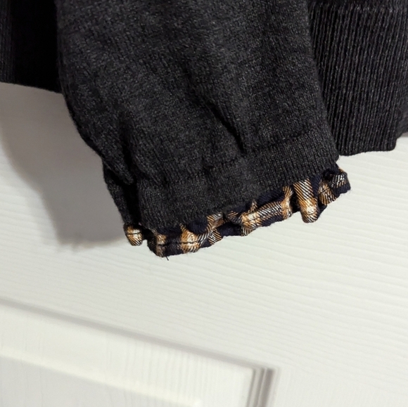 Ann Taylor LOFT Womens Medium Sweater Gray Wool Blend Plaid Collar Top - Picture 4 of 5